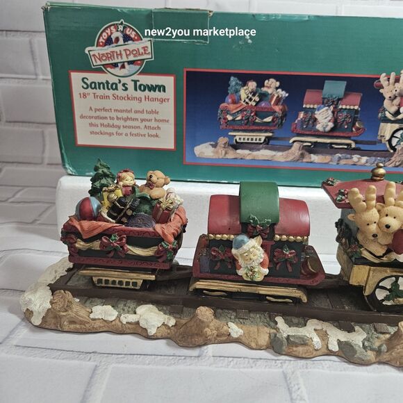 Vintage Christmas Santa's Town 18" Mantle Train 4 Stocking Hanger W/Box Heavy - Picture 4 of 16